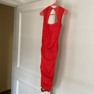 Nicole Miller cocktail dress. Linen. Gorgeous coral color. Size 2.